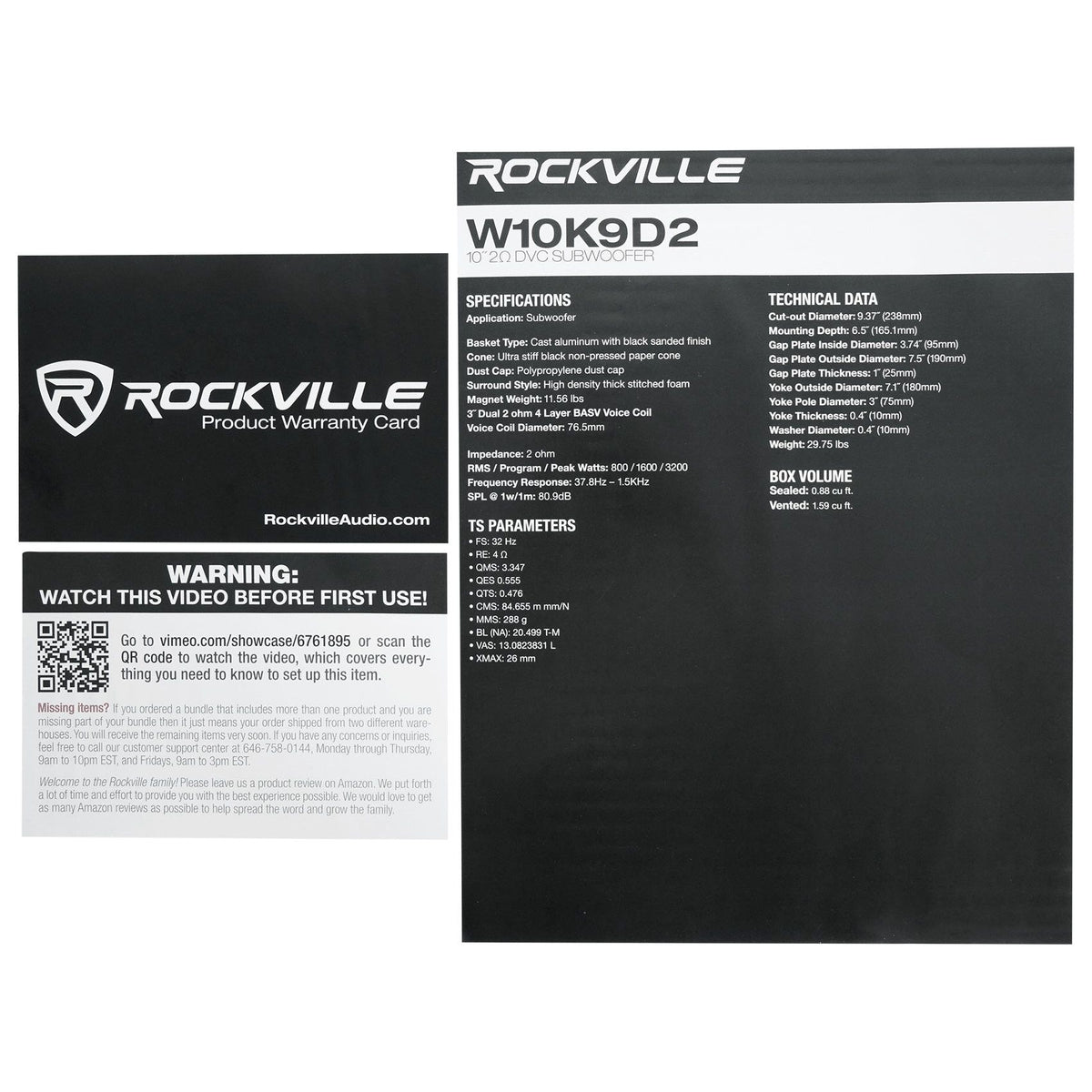 W10K9D2 V3 10" Subwoofers 2-Pack + dB15 Amplifier Bundle