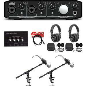 Mackie Podcast Podcasting Bundle w/Interface+(2) Mics+(2) Headphones+Amp+Stands