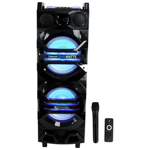Technical Pro BS10BAT Dual 10” 3000w Rechargeable Speaker w/Bluetooth+Mic+LED's
