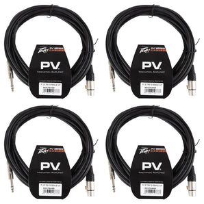 (4) New Peavey PV 20' 1/4" TRS to Female XLR Cables - 100 % Copper/Top Quality