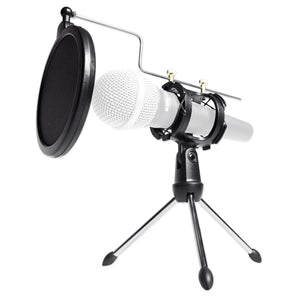 (4) Rockville Dynamic Podcasting Podcast Microphones+Stands+Pop Filters+Cables