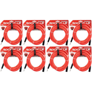 8 Rockville RCXMB30-R Red 30' Male REAN XLR to 1/4'' TRS Balanced Cables