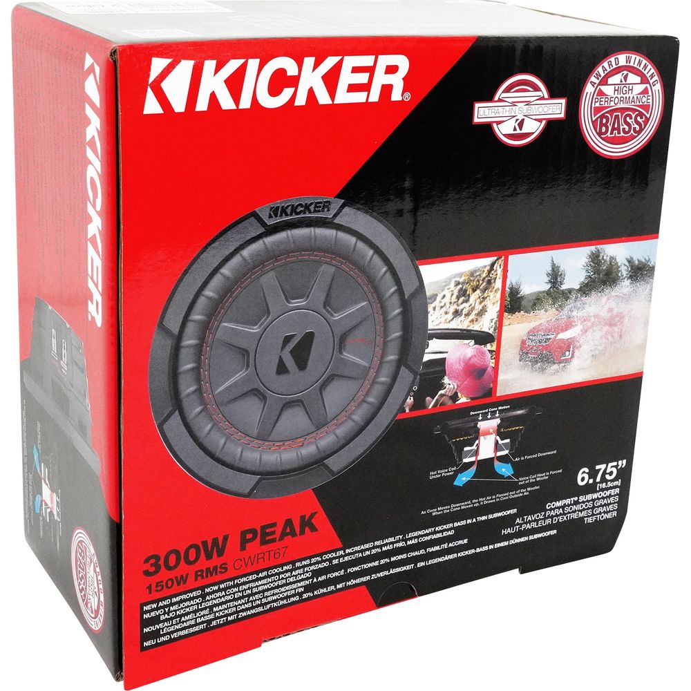 KICKER 48CWRT672 CompRT 300w Shallow 6.75" Subwoofer DVC 2-ohm Car Sub CompRT67
