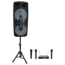 Technical Pro Dual 8" Rechargeable Karaoke Machine System Bundle with Stand & 3) Wireless Mics