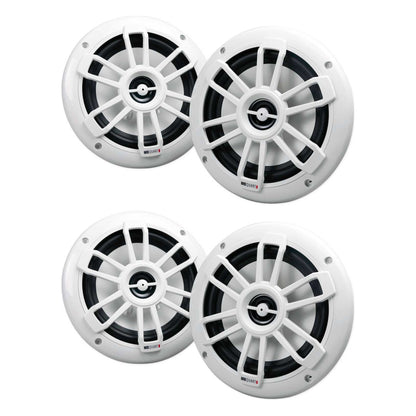 (4) NF1-116 6.5" 80 Watt Marine 2-Way Coaxial White Speakers For Boat