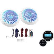 Hot Tub Audio System w/ Bluetooth Gauge Hole Receiver+2) 6.5" White LED Speakers