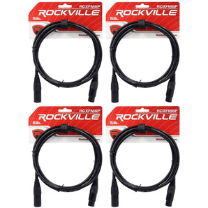 4 Rockville RCXFM6P-B Black 6' Female to Male REAN XLR Mic Cable 100% Copper