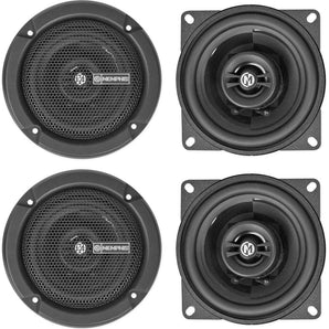 (4) Memphis Audio PRX4 4" 40 Watt 2-Way Car Speakers w/Pivot Tweeters