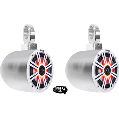 6.5" LED 360 Degree Swivel Chrome Wakeboard Tower Speakers