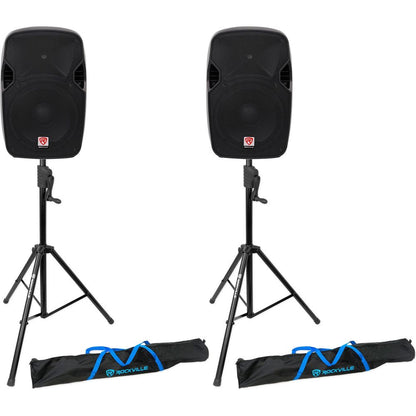 (2) SPGN124 12" Passive 1200W DJ PA Speakers+Crank-Up Speaker Stands