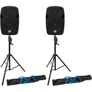 (2) Rockville SPGN124 12" Passive 1200W DJ PA Speakers+Crank-Up Speaker Stands