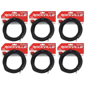 6 Rockville RCTR125B 25' 1/4'' TRS to 1/4'' TRS Cable, Black, 100% Copper