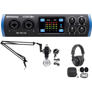 1-Person Podcast Podcasting Recording Kit w/Presonus STUDIO 26C Interface+Boom