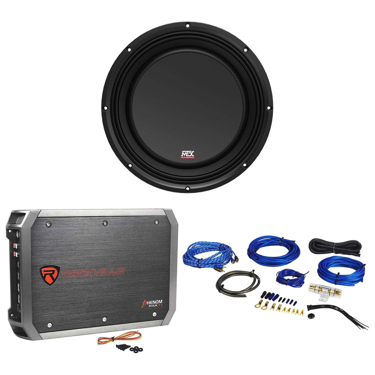 MTX 3510-04S 10" Shallow Subwoofer + Amplifier + Amp Kit