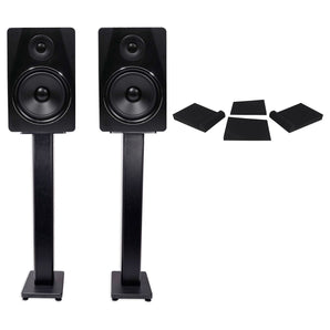 2) Rockville APM8B 8" 2-Way 500 Watt Powered USB Studio Monitors+Stands and Pads