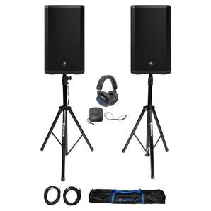 2 Mackie Thrash212 12" 1300W Powered DJ PA Speakers+Stands+Headphones Thrash 212