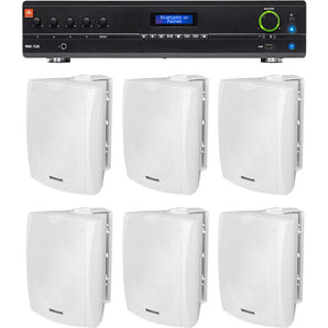 JBL VMA1120 Commercial/Restaurant 70v Mixer/Amplifier+(6) White Wall Speakers