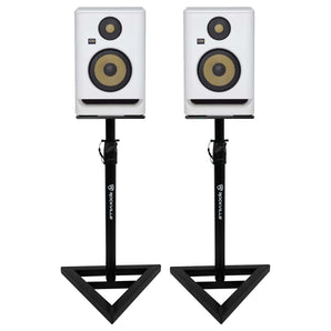 (2) KRK ROKIT RP5 G4 5" Studio Monitor DSP Speakers White Noise Edition+Stands