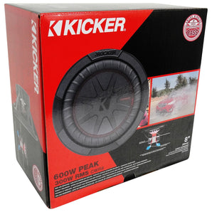 Kicker 48CWR82 COMPR8 8" 600 Watt Car Audio Subwoofer+Sub Amplifier+Amp Kit