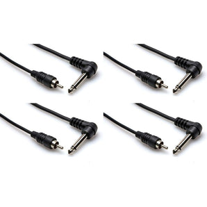 (4) Hosa CPR-103R 1/4" TS Right Angel RCA Unbalanced Audio Cables