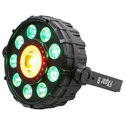 (4) FX Par 9 DMX Multi-Effect LED, SMD RGB+UV Strobe Par Lights