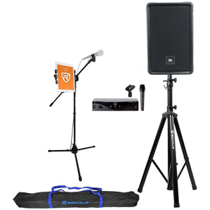 JBL IRX108BT 8" 1000w Bluetooth Karaoke Machine System+Stands+AKG Wireless Mic