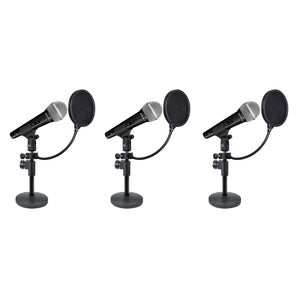 3) Rockville Microphones+Desktop Stands+Pop Filters 4 Recording, Studio, Podcast