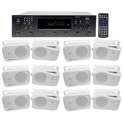 H12X500UBT 6-Zone Receiver + (12) White 4 In Outdoor/Indoor Speakers