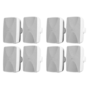 (8) Rockville WET-7020W White 70V 5.25" Commercial Indoor/Outdoor Wall Speakers