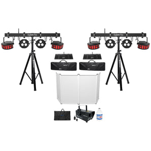 2) Chauvet DJ GigBAR Flex Lights+Footswitches+Stands+Facade+LED Fogger+Gal Fluid