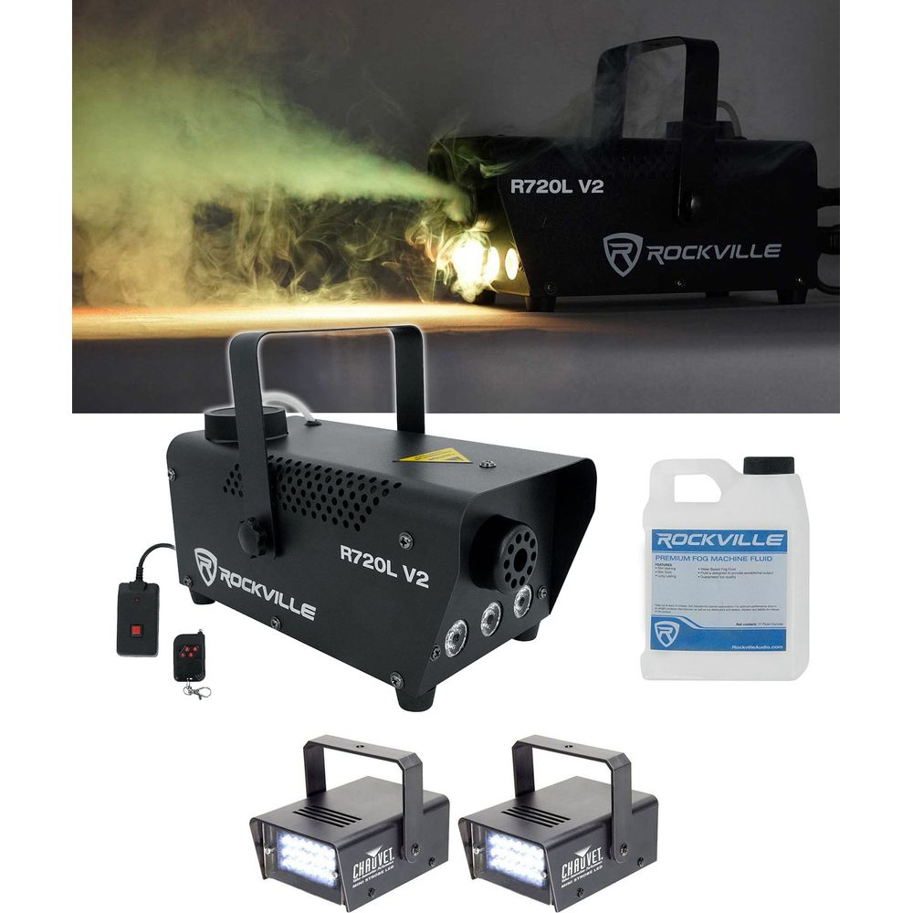 Rockville R720L LED Fog/Smoke Machine + (2) MINI STROBE LED (replaces CH-730)