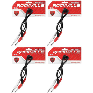 4 Rockville RCDSM3B 3' 3.5mm 1/8" TRS to Dual 1/4" Y Cable 100% Copper