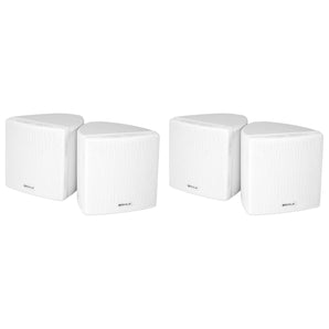 (4) Rockville Cube 3.5" 30w RMS White Home Theater Wall Speakers+Swivel Brackets