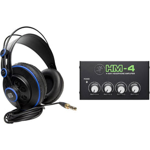 Presonus HD7 Studio Monitoring Headphones+Mackie 4Way Distribution Amplifier Amp