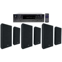 6-Zone Receiver with (6) 5.25" Black Wall-Mount Speakers