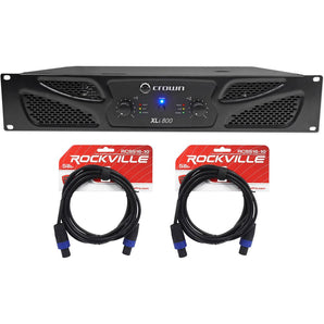 Crown Pro XLi800 600w 2-Channel DJ/PA Power Amplifier Amp + Cables XLI 800