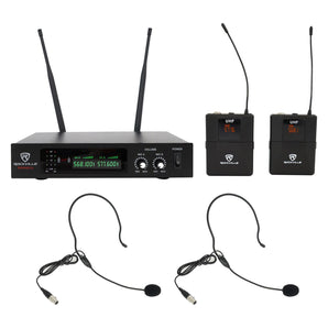 Rockville RWM81U Dual UHF Headset & Guitar Wireless Microphone System w/LCD