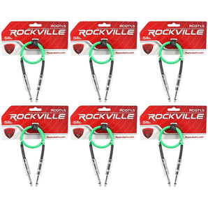 6 Rockville RCGT1.5G 1.5'  1/4" TS to 1/4'' TS Guitar/Instrument Cable