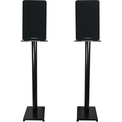 RockShelf 54B Black 5.25" Home Bookshelf Speakers w/37" Stands