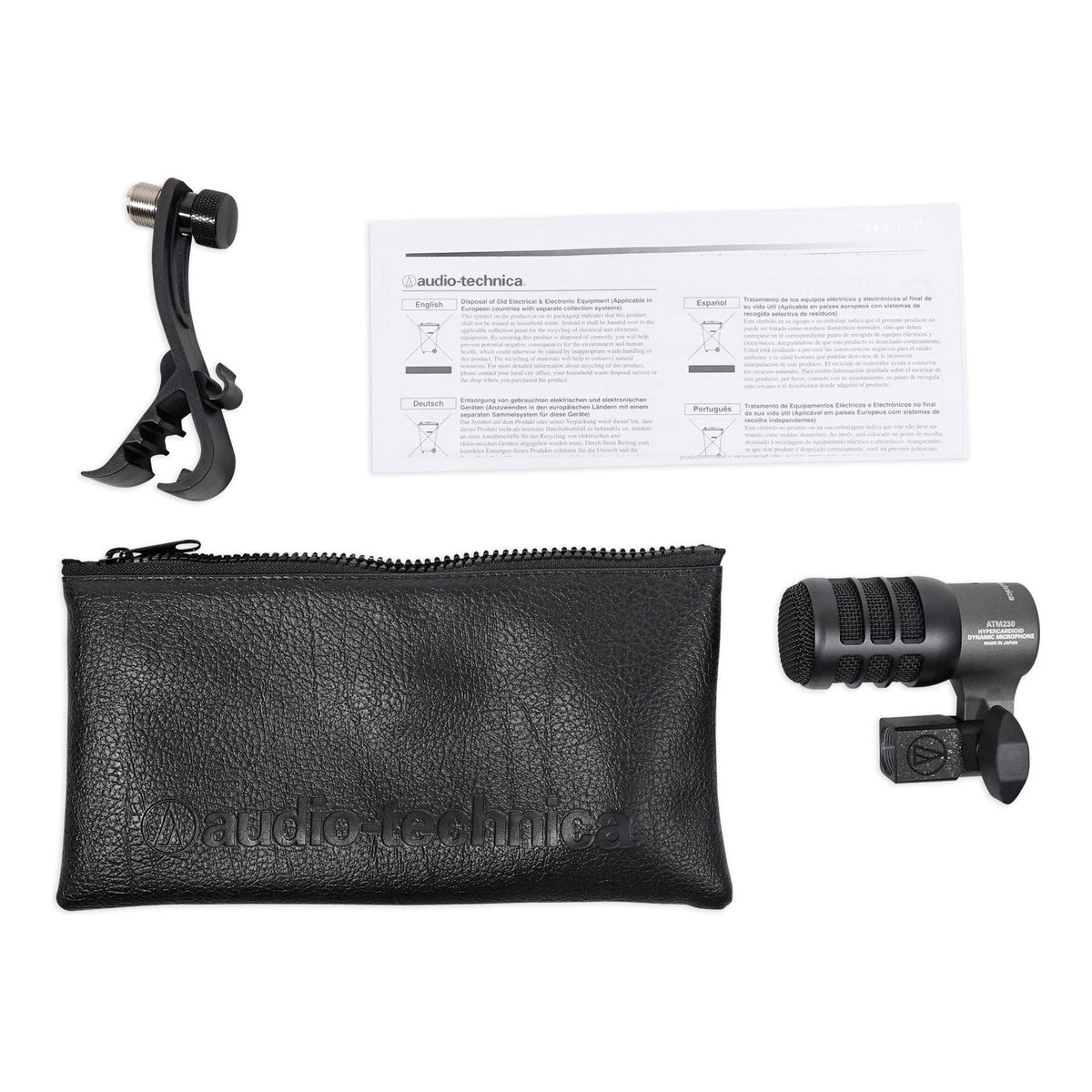 Audio Technica ATM230 Hypercardioid Dynamic Instrument Microphone Drum Mic+Mount