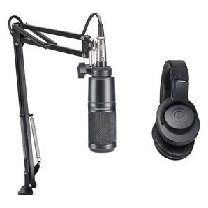 Audio Technica AT2020PK Studio Mic Recording Package-Microphone+Headphones+Boom