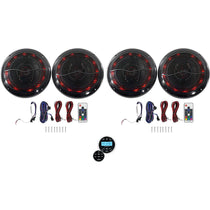 RGHR2 Hot Tub Bluetooth Receiver + (4) RMC65LB 6.5" Black LED Marine Speakers