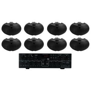 Technical Pro RX4CH Bluetooth Home Receiver+(8) Dual 4" Patio Speakers in Black