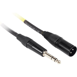 Rockville RCXMB3Y 3' Male REAN XLR to 1/4'' TRS Cable Yellow 100% Copper