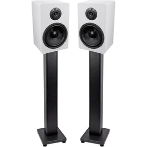 Pair Rockville RockShelf 64W White 6.5" Home Bookshelf Speakers + 28" Stands
