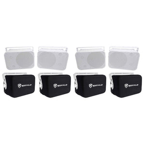 (4) Rockville HP65S-8 6.5" Outdoor Patio Backyard Speakers w/Waterproof Covers