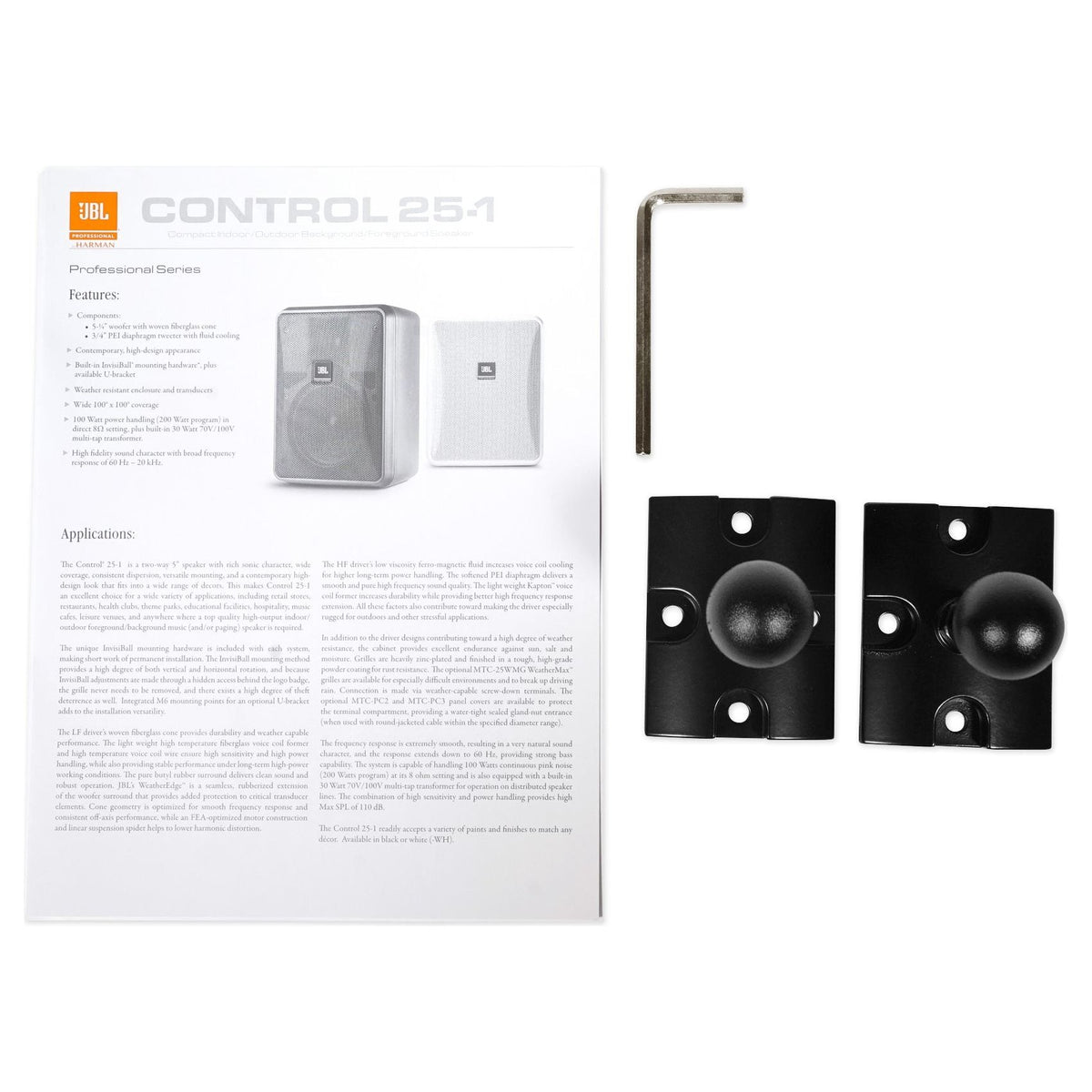 (2) JBL Control 25-1 5.25" 30w 70v Wall-Mount Commercial Restaurant/Bar Speakers