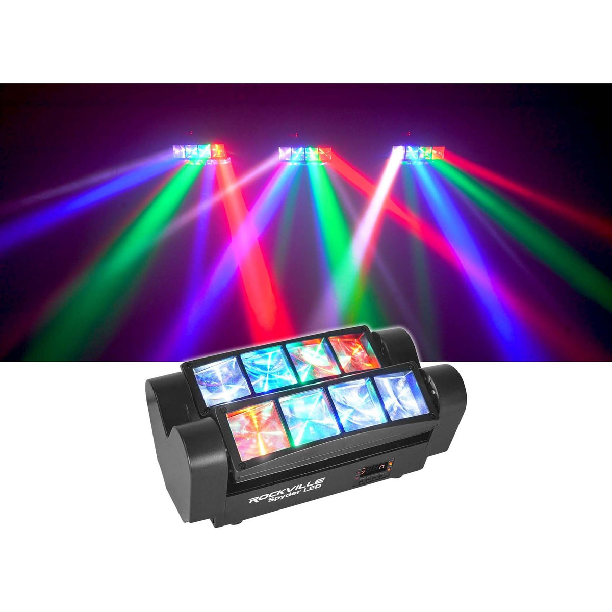 (3) Spyder LED (8) Beam Moving Head Motorized DMX DJ/Party/Club Lights