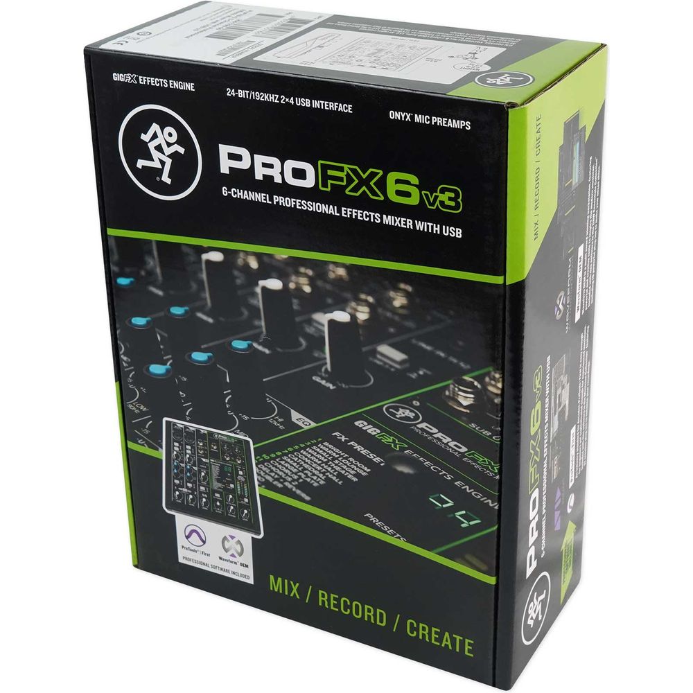 ProFX6v3 6-Channel Pro Effects Mixer w/USB + XLR + 1/4" Cables