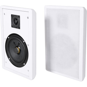 2) Rockville RockSlim White Front+Rear Surround Sound Home Theatre Wall Speakers